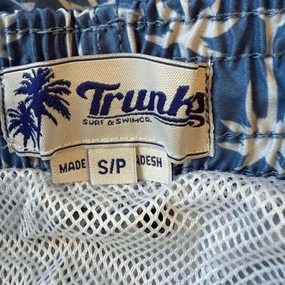 Trunks Surf & Swim Co Men's Palm Elastic Waist Drawstring Swim Shorts Blue Small - Picture 3 of 7